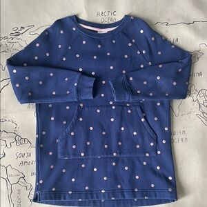 Mini Boden Navy Kids Sweat Tunic with Rose Gold Sparkling Foil Dots
